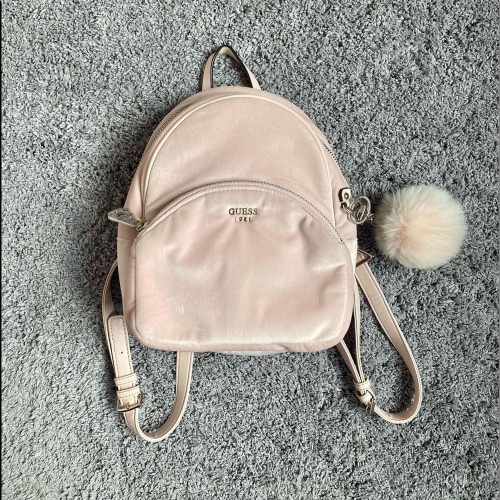 GUESS Blush Pink Velvet Mini Backpack